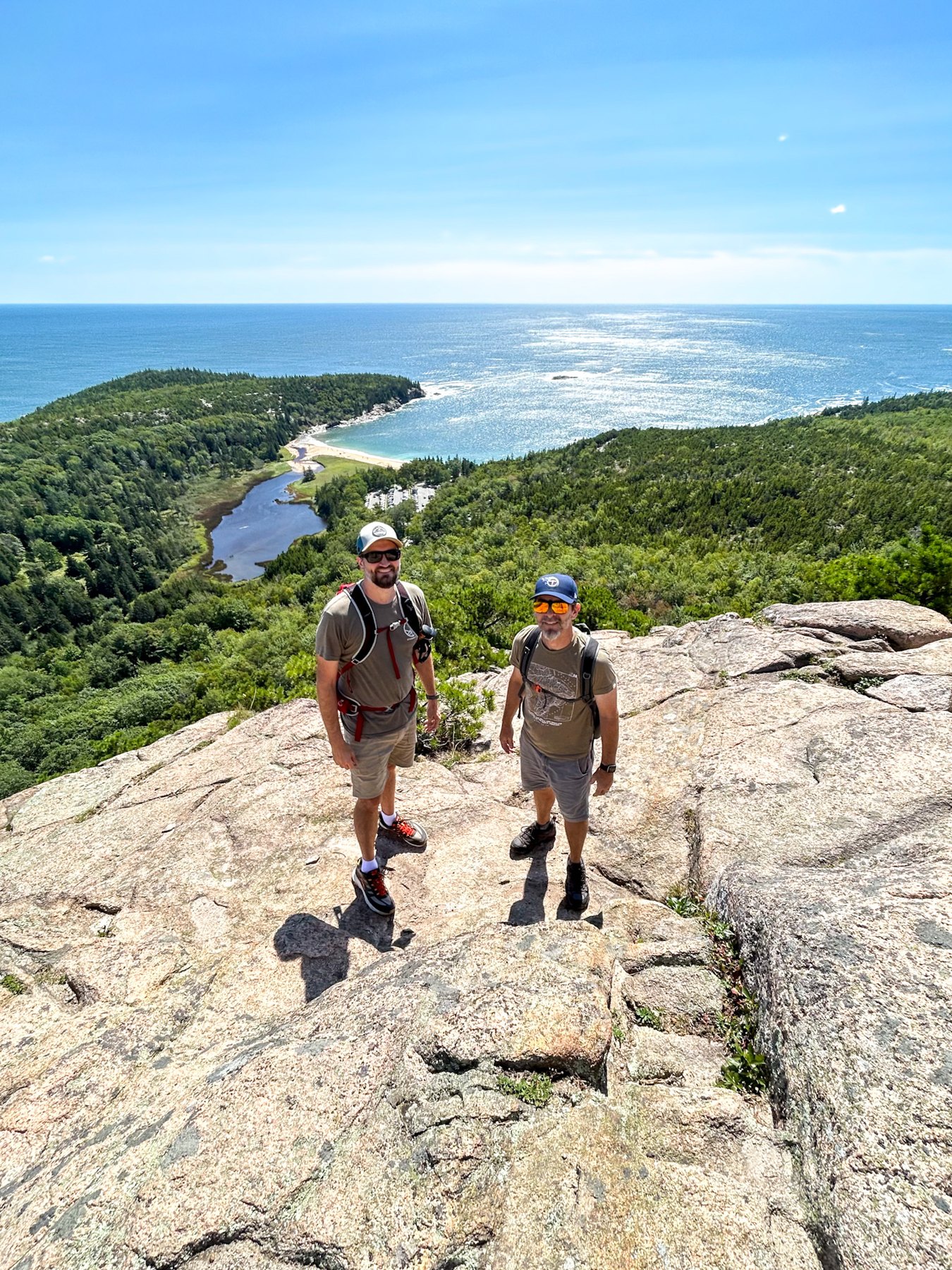 Micah and David hiking together in Acadia